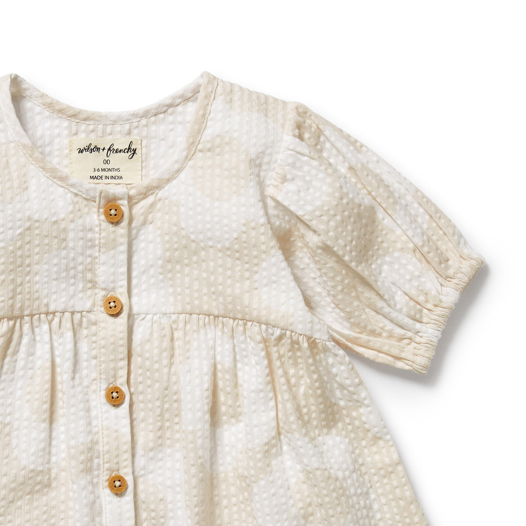 WILSON & FRENCHY Organic Button Dress - Daisy Bloom front detail