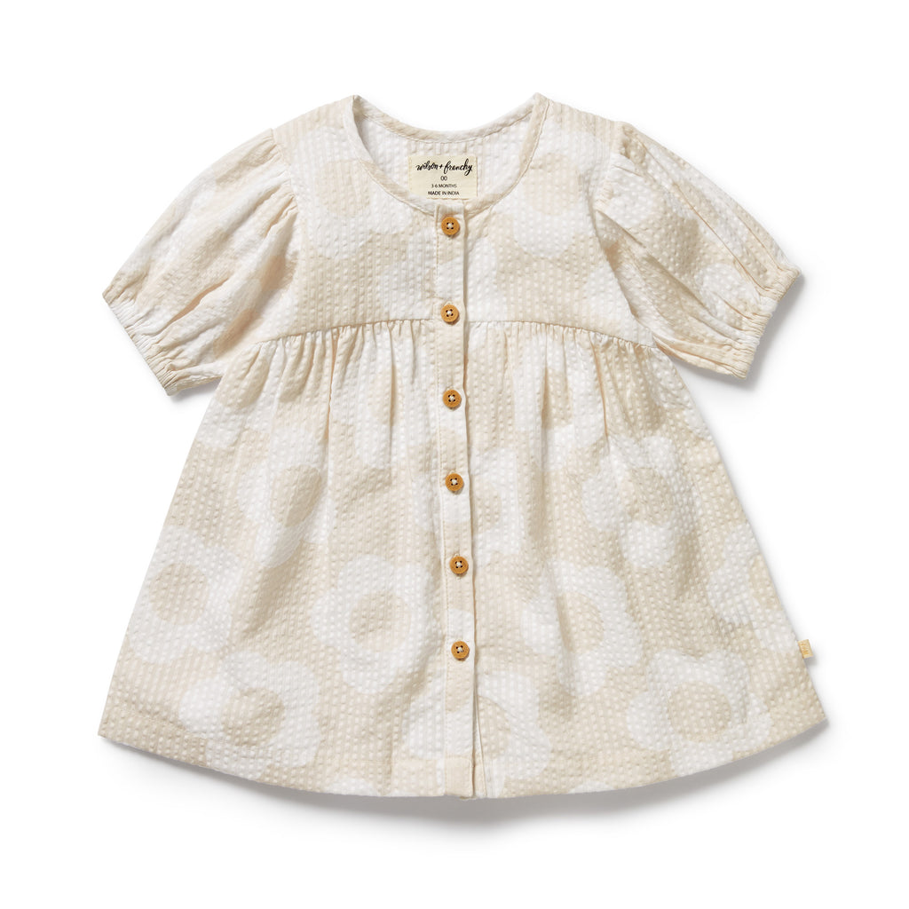 WILSON & FRENCHY Organic Button Dress - Daisy Bloom front