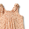 WILSON & FRENCHY Organic Crinkle Button Playsuit | Checkerberry detail