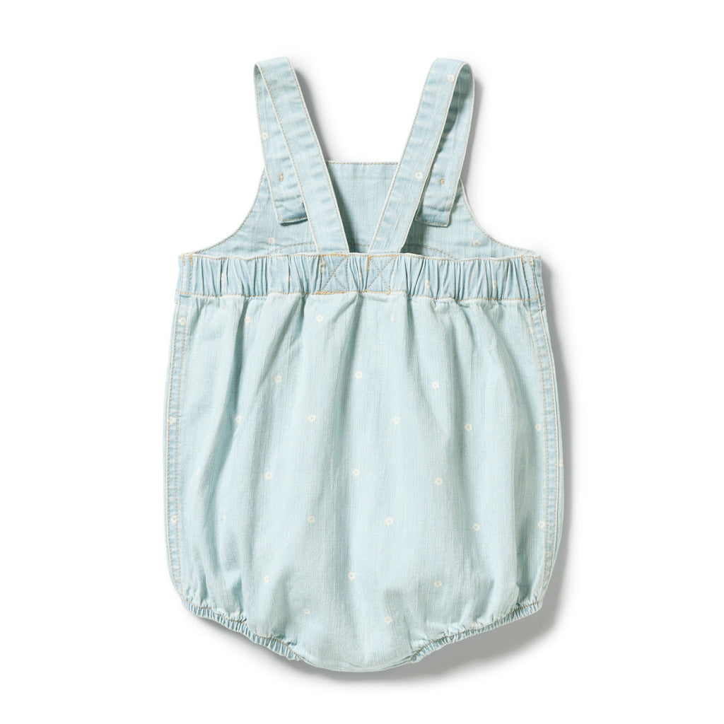 WILSON & FRENCHY Organic Denim Bodysuit | Ditsy Daisy back
