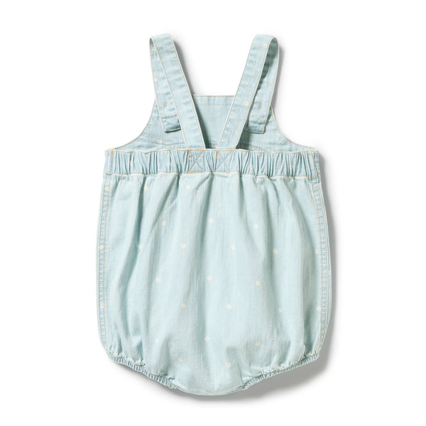 WILSON & FRENCHY Organic Denim Bodysuit | Ditsy Daisy back