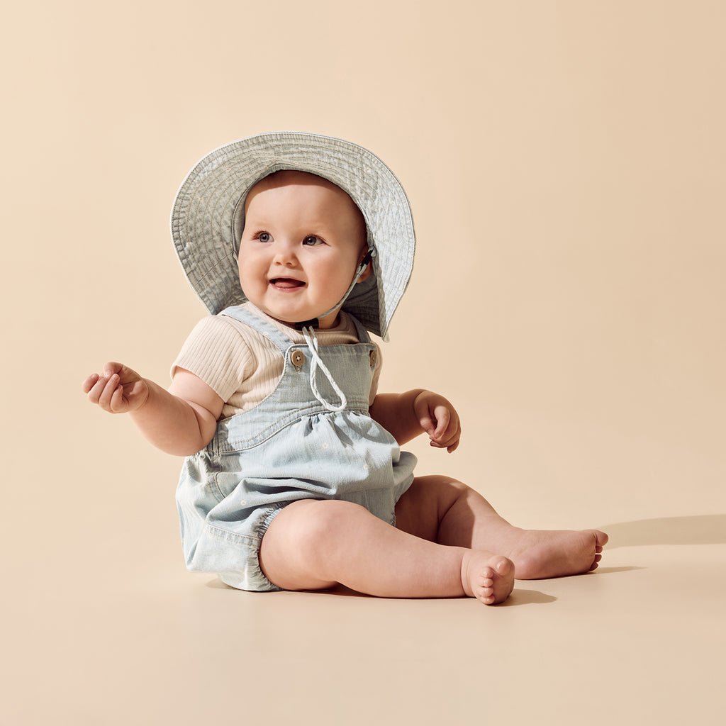 WILSON & FRENCHY Organic Denim Bodysuit | Ditsy Daisy lifestyle