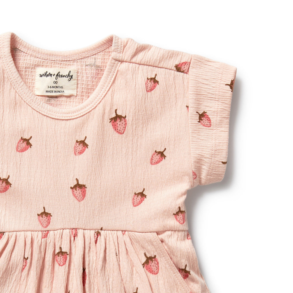WILSON & FRENCHY Organic Dress - Strawberry Kisses front detail