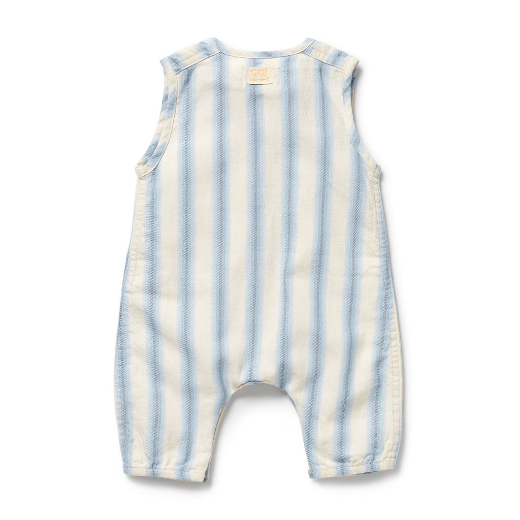 WILSON & FRENCHY Organic Growsuit - Deep Blue Stripe back
