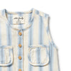 WILSON & FRENCHY Organic Growsuit - Deep Blue Stripe front detail
