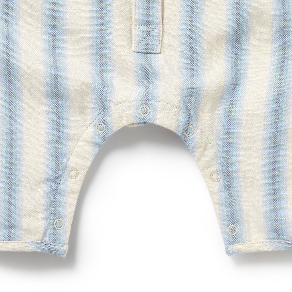 WILSON & FRENCHY Organic Growsuit - Deep Blue Stripe leg detail