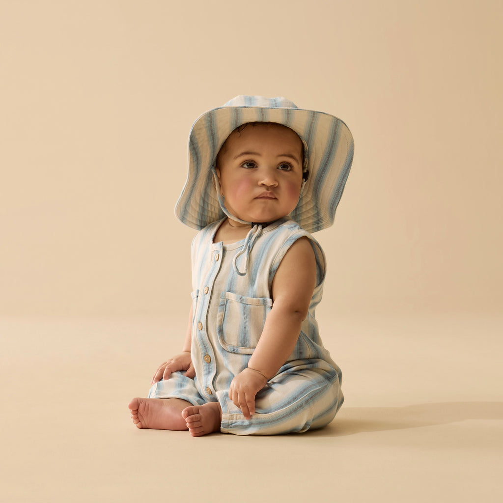 WILSON & FRENCHY Organic Growsuit - Deep Blue Stripe lifestyle