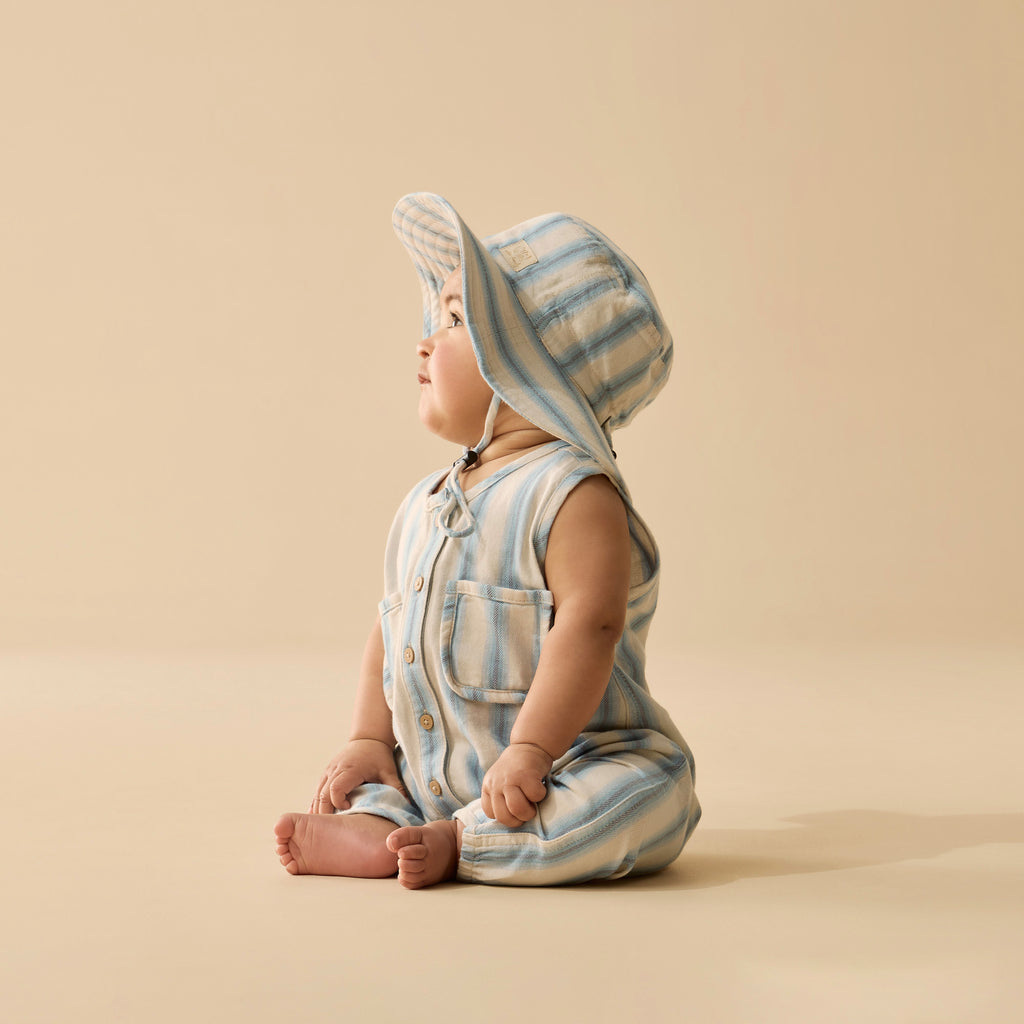 WILSON & FRENCHY Organic Growsuit - Deep Blue Stripe lifestyle