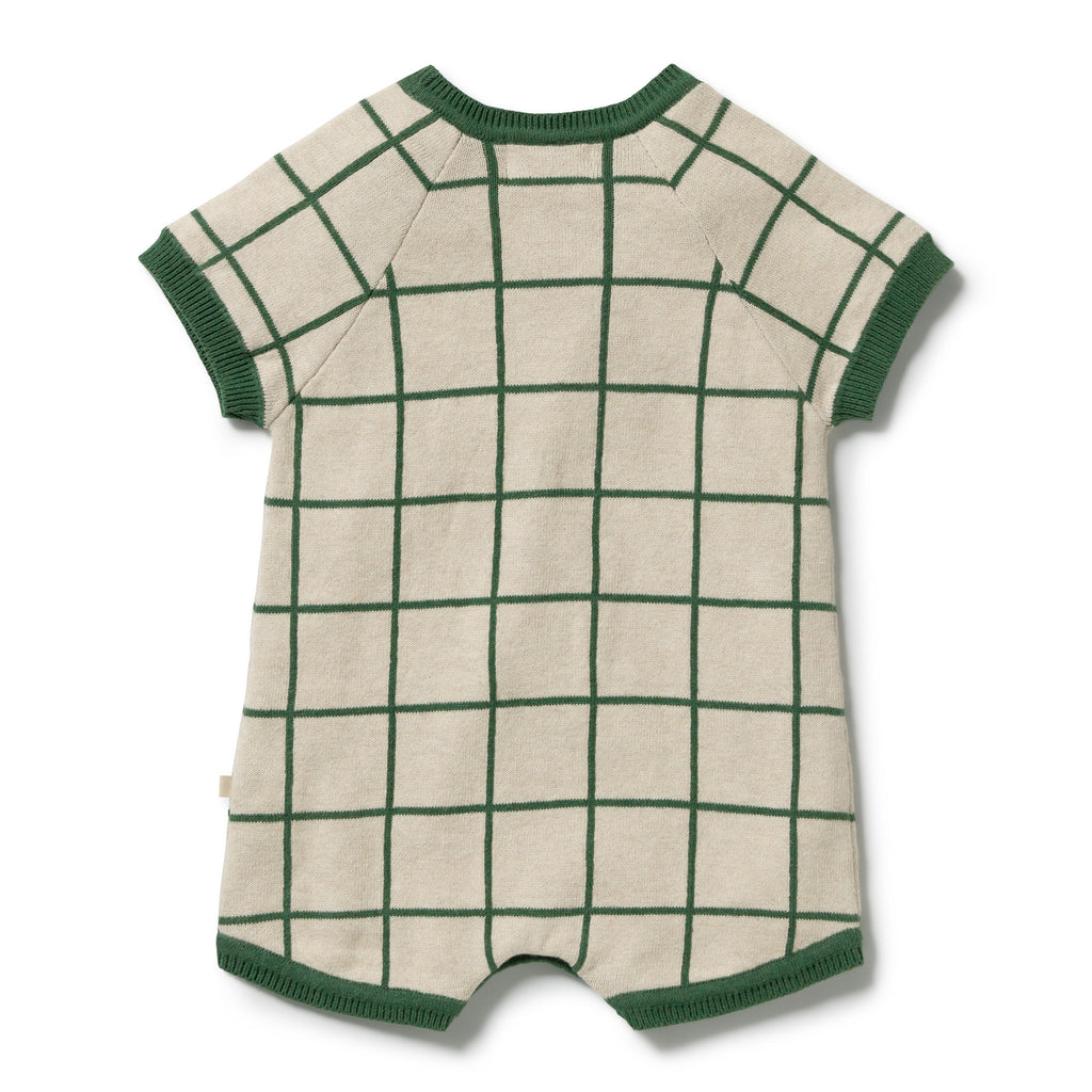 ROOM TO BLOOM Organic Knitted Check Growsuit - Lagoon back