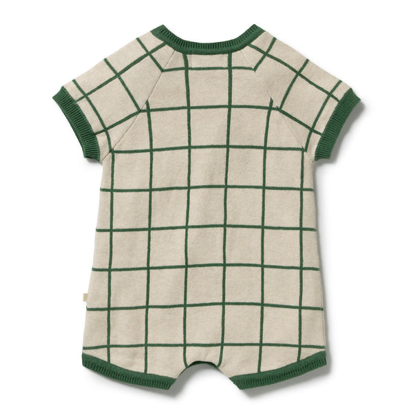 ROOM TO BLOOM Organic Knitted Check Growsuit - Lagoon back