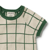 ROOM TO BLOOM Organic Knitted Check Growsuit - Lagoon detail