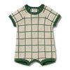 ROOM TO BLOOM Organic Knitted Check Growsuit - Lagoon front