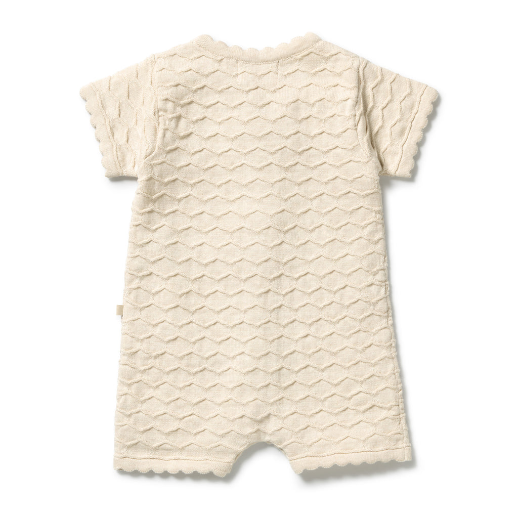 ROOM TO BLOOM Organic Knitted Chevron Growsuit - Milk Cloud back