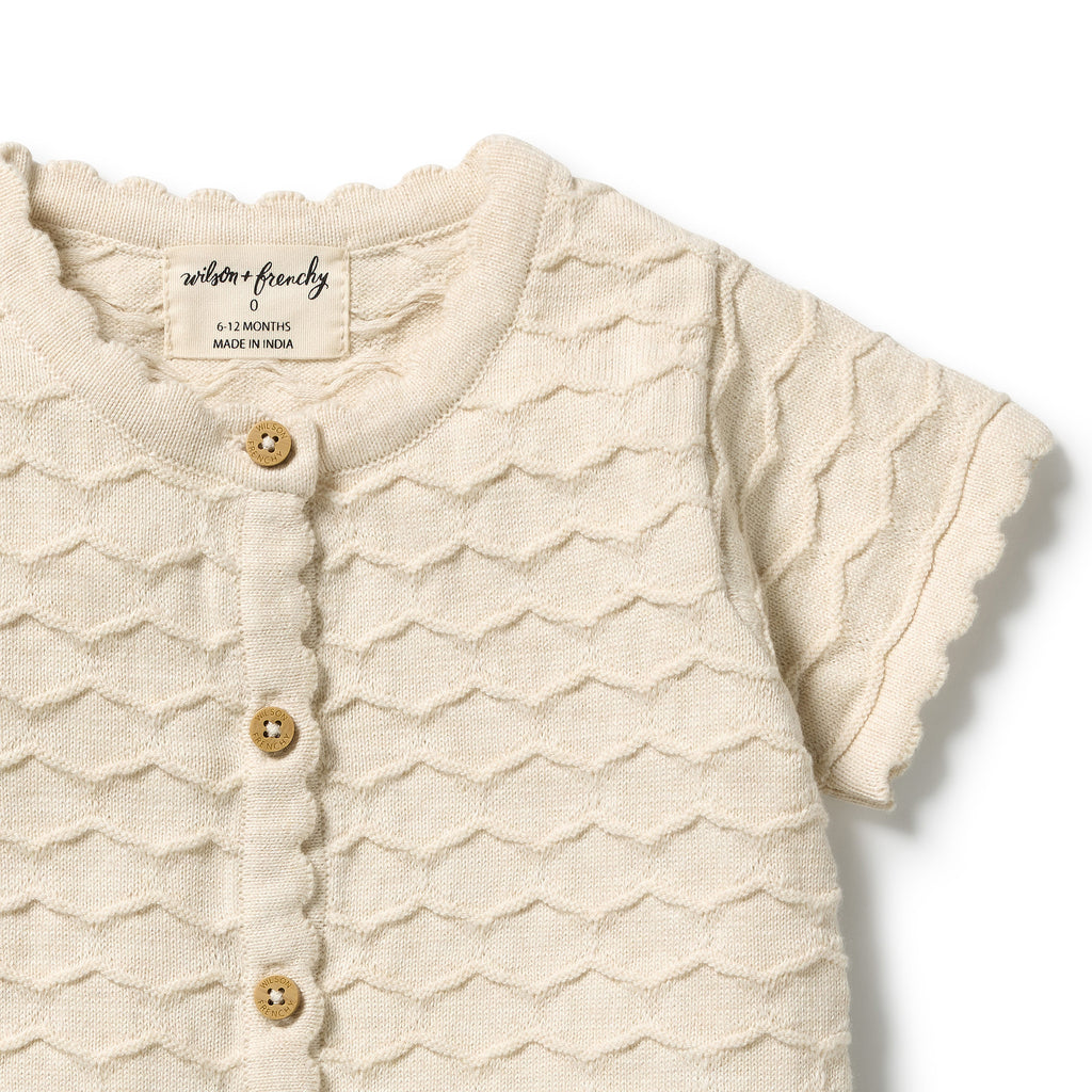 ROOM TO BLOOM Organic Knitted Chevron Growsuit - Milk Cloud detail