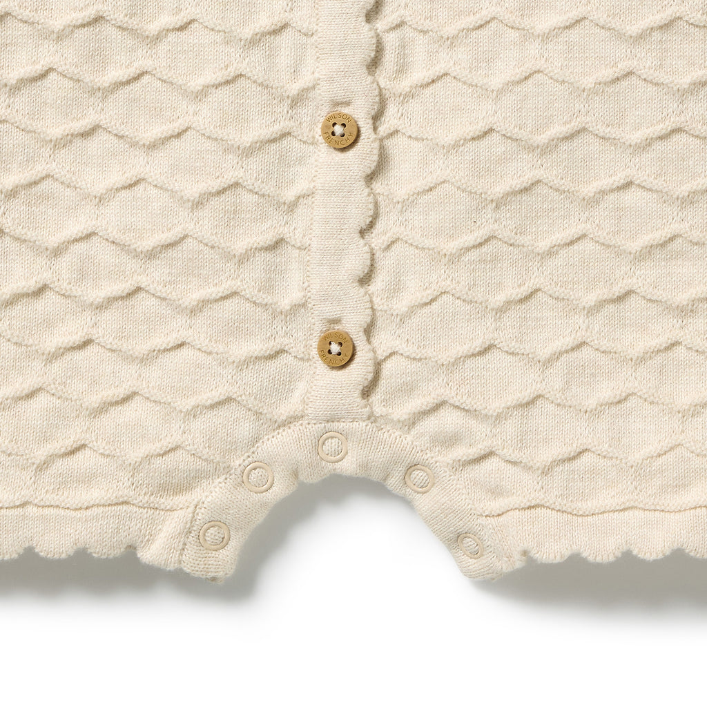 ROOM TO BLOOM Organic Knitted Chevron Growsuit - Milk Cloud detail