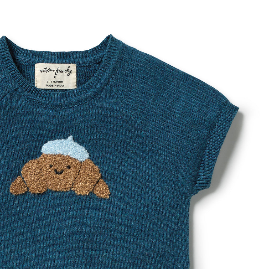 ROOM TO BLOOM Organic Knitted Growsuit - Little Croissant detail