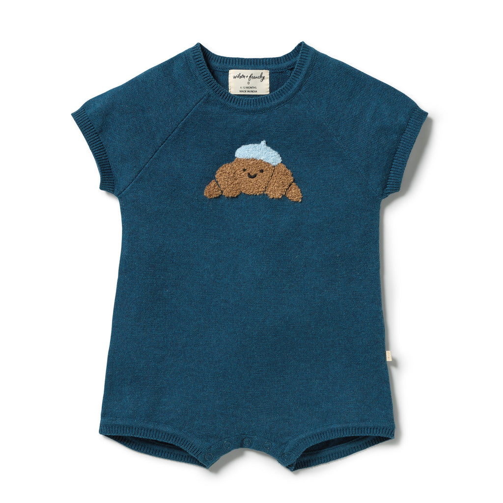 ROOM TO BLOOM Organic Knitted Growsuit - Little Croissant front