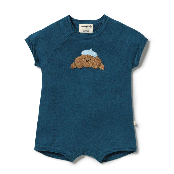 ROOM TO BLOOM Organic Knitted Growsuit - Little Croissant front