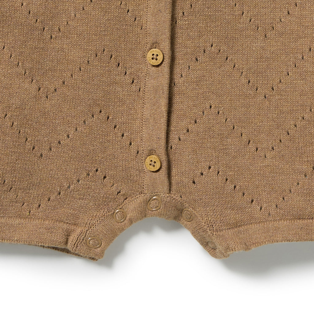 ROOM TO BLOOM Organic Knitted Pointelle Growsuit - Ginger Snap detail