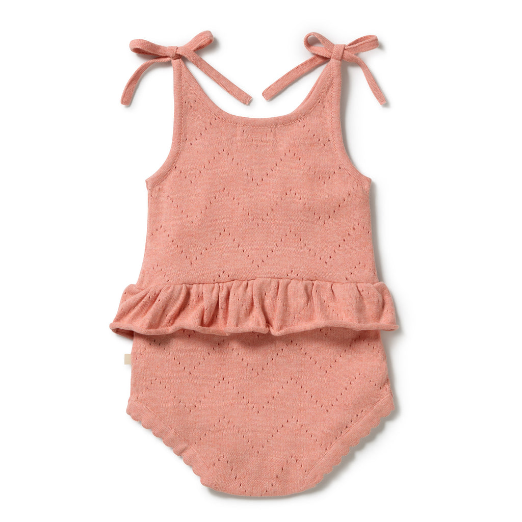 WILSON & FRENCHY Organic Knitted Playsuit | Petal Pink back