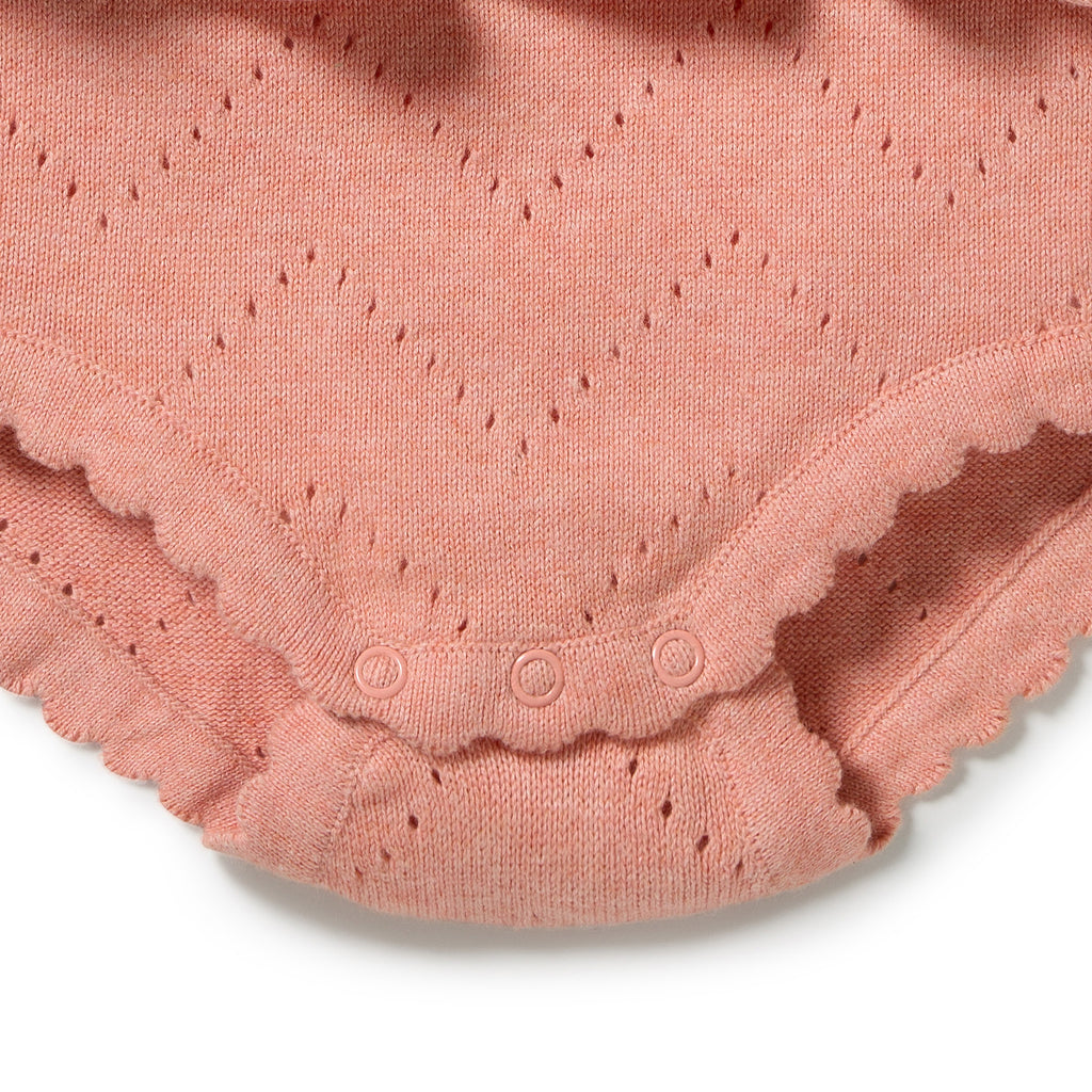 WILSON & FRENCHY Organic Knitted Playsuit | Petal Pink detail