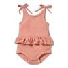 WILSON & FRENCHY Organic Knitted Playsuit | Petal Pink front