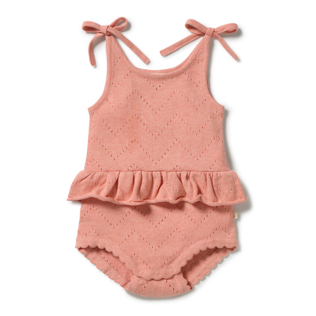 WILSON & FRENCHY Organic Knitted Playsuit | Petal Pink front