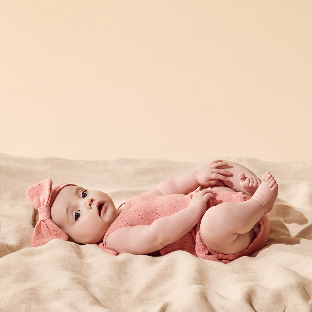 WILSON & FRENCHY Organic Knitted Playsuit | Petal Pink lifestyle