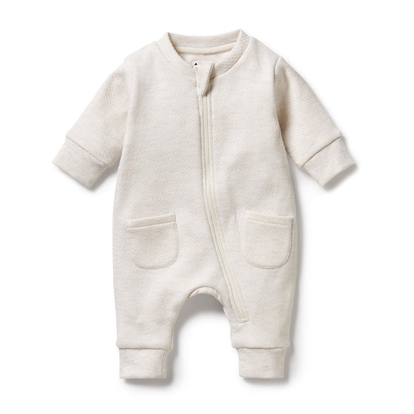 WILSON & FRENCHY Organic Quilted Growsuit - Oatmeal front