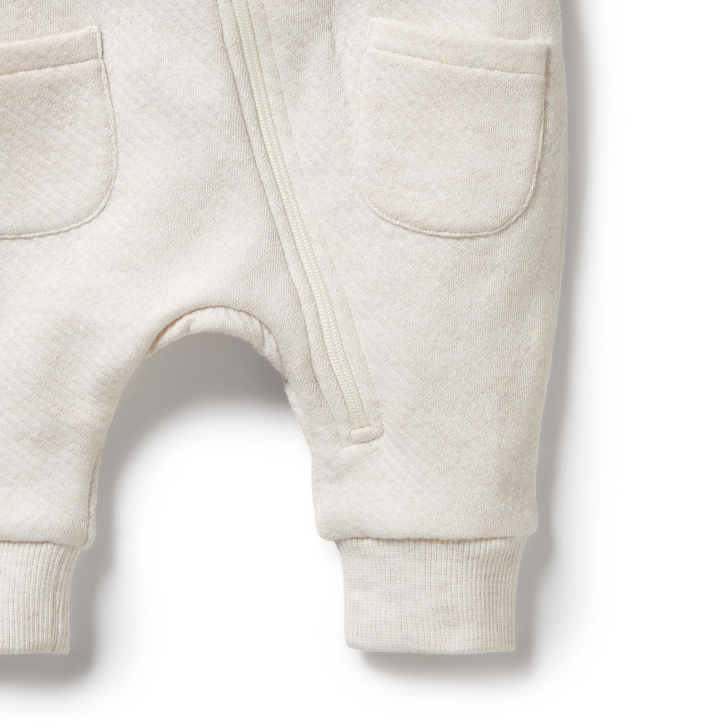 WILSON & FRENCHY Organic Quilted Growsuit - Oatmeal detail