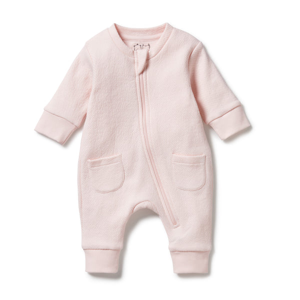 WILSON & FRENCHY Organic Quilted Growsuit - Pink front