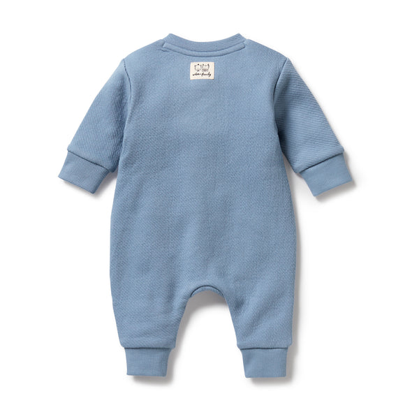WILSON & FRENCHY Organic Quilted Growsuit - Storm Blue back