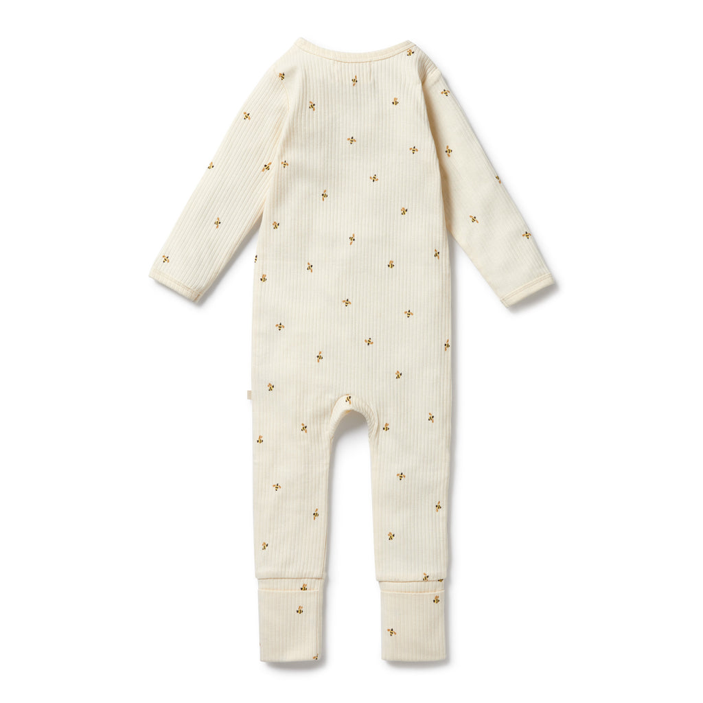 WILSON & FRENCHY Organic Zipsuit - Bee Mine back