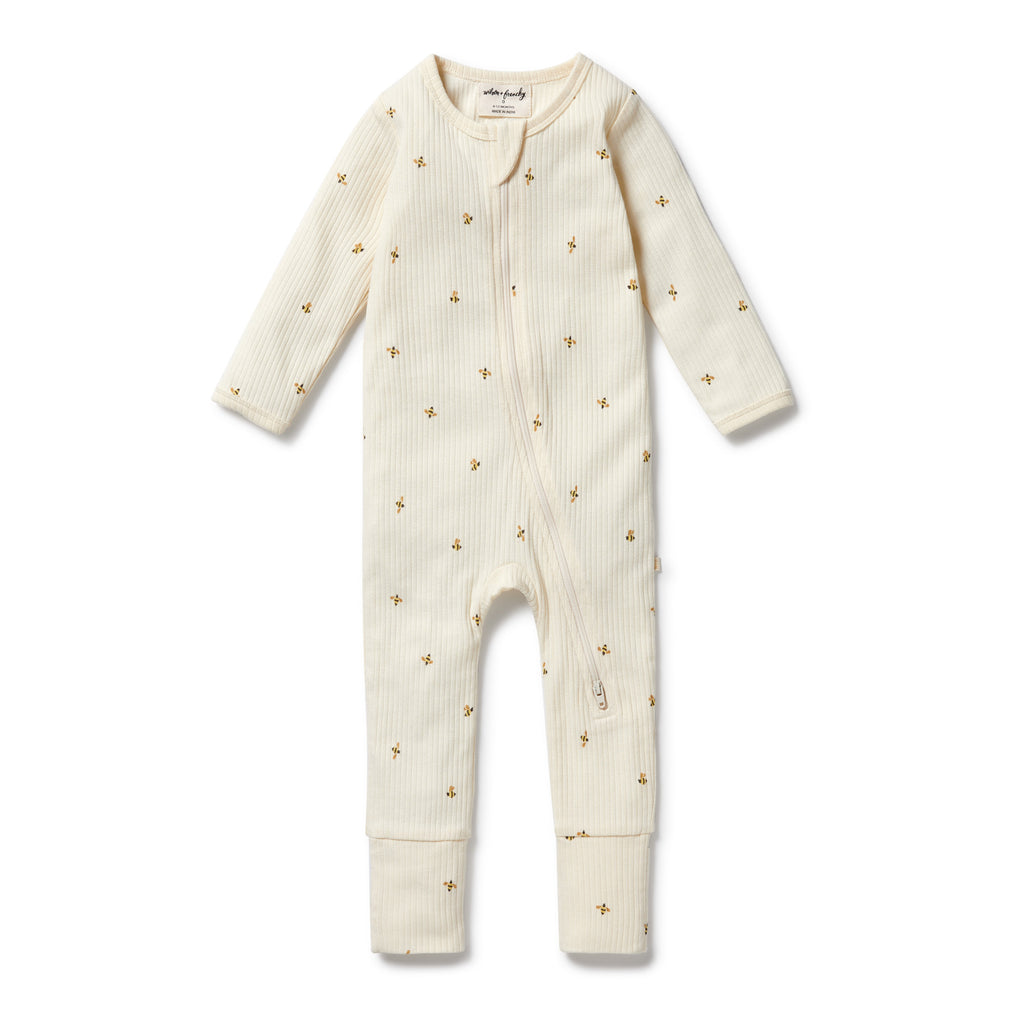 WILSON & FRENCHY Organic Zipsuit - Bee Mine front