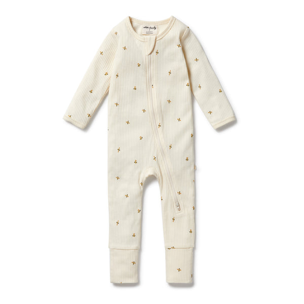 WILSON & FRENCHY Organic Zipsuit - Bee Mine front