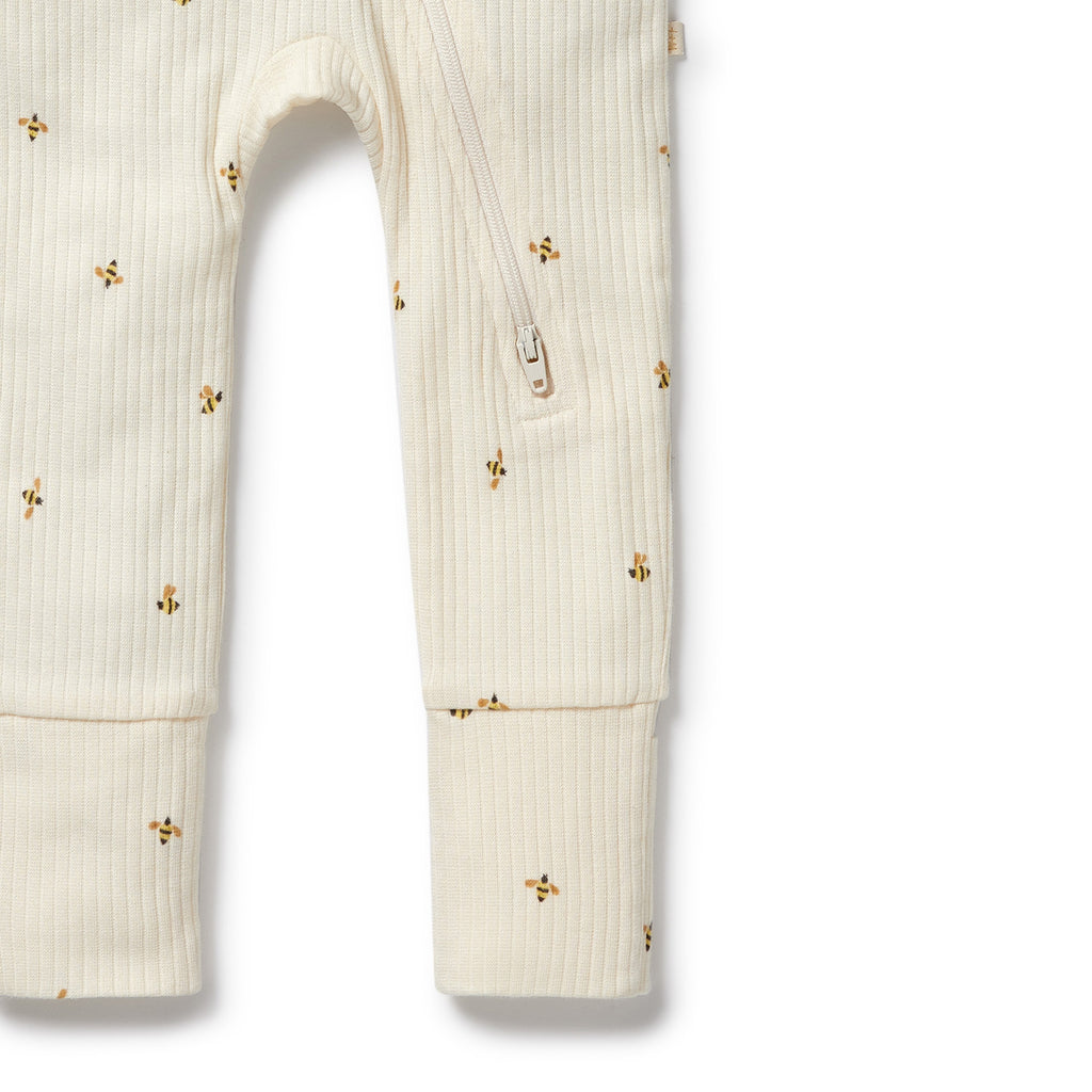 WILSON & FRENCHY Organic Zipsuit - Bee Mine detail