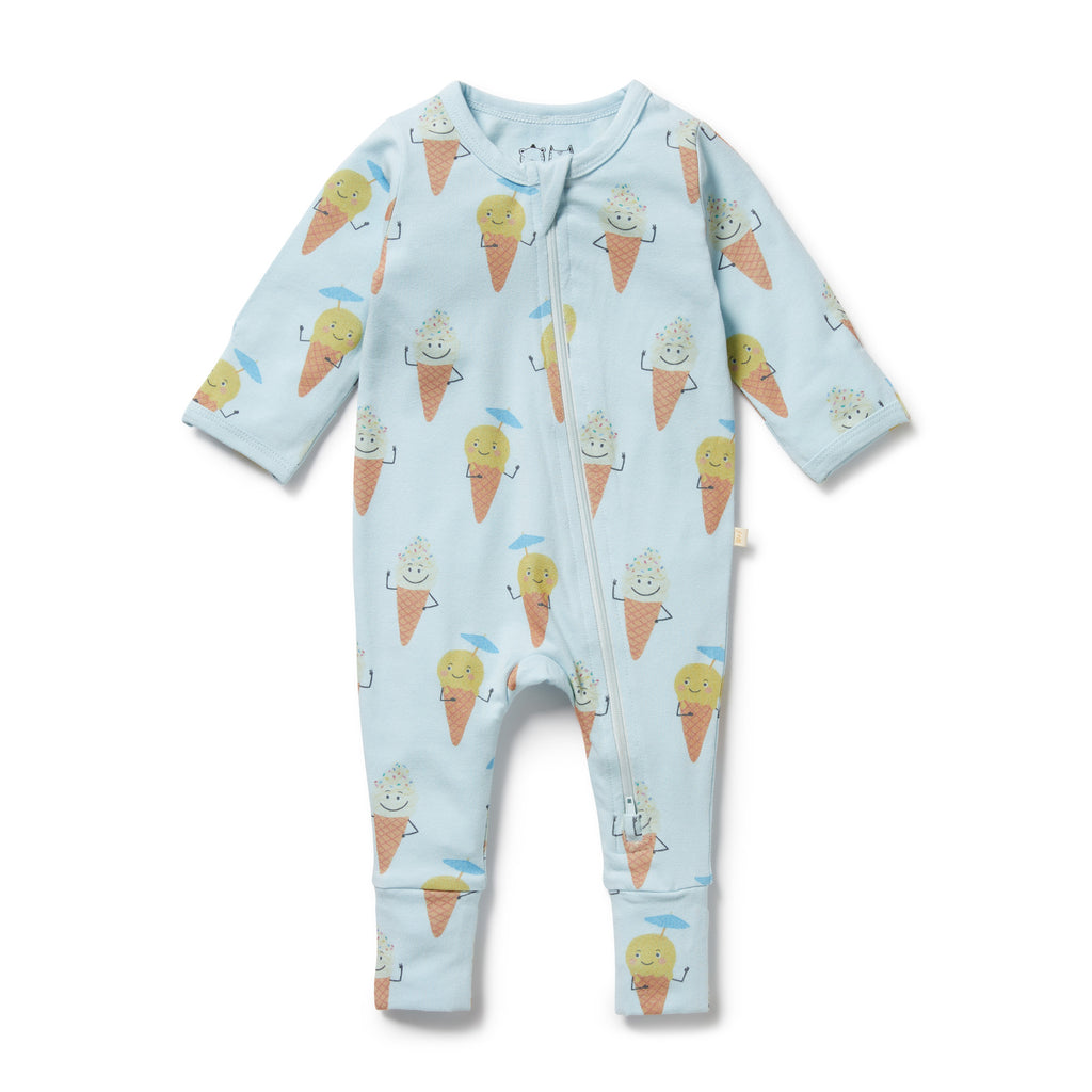 WILSON & FRENCHY Organic Zipsuit - Frosty Friends front