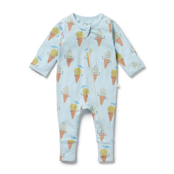 WILSON & FRENCHY Organic Zipsuit - Frosty Friends front