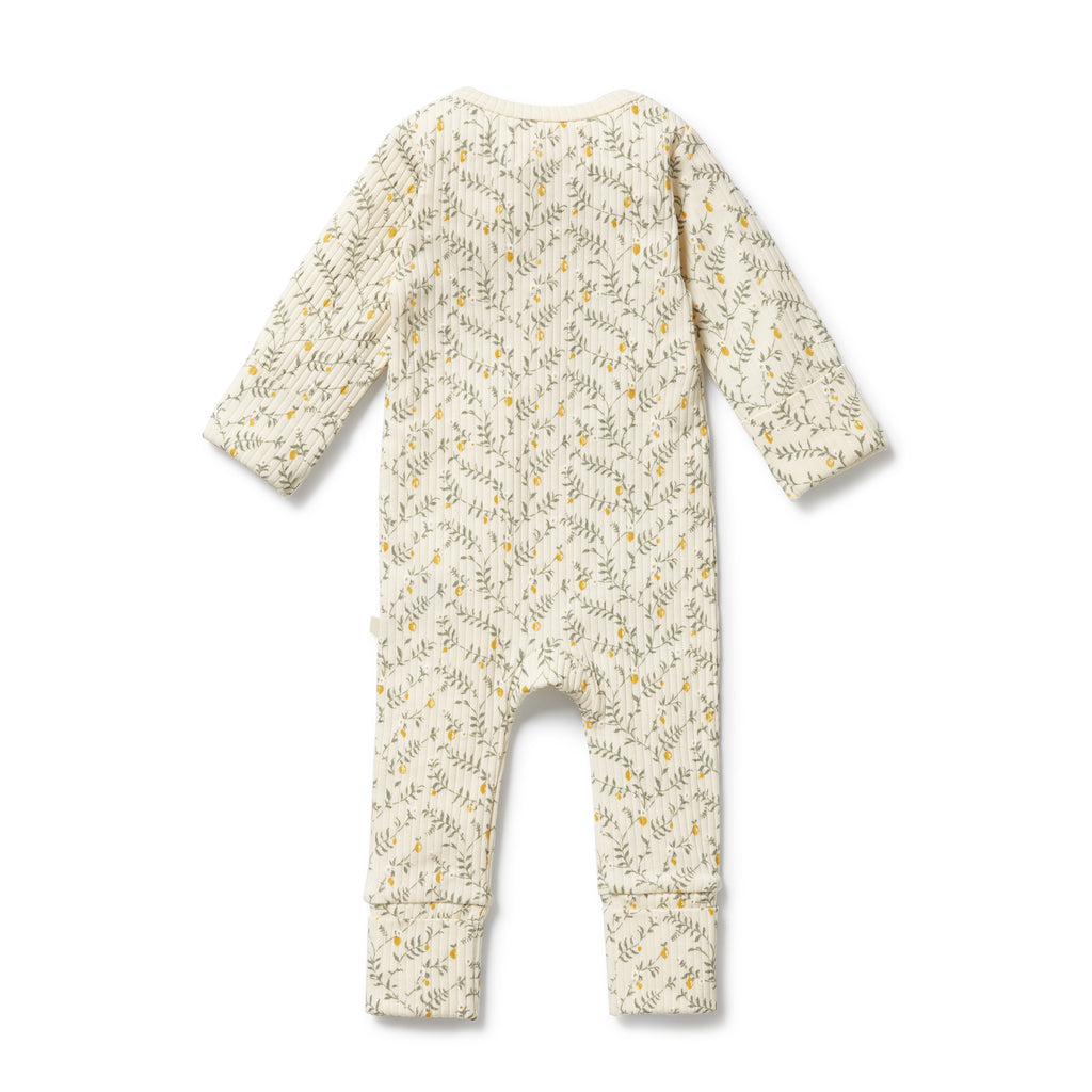 WILSON & FRENCHY Organic Zipsuit - Lemon Leaf back