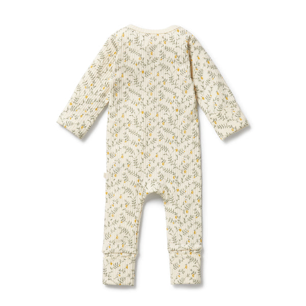 WILSON & FRENCHY Organic Zipsuit - Lemon Leaf back