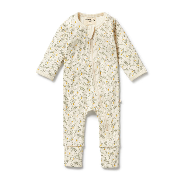 WILSON & FRENCHY Organic Zipsuit - Lemon Leaf front