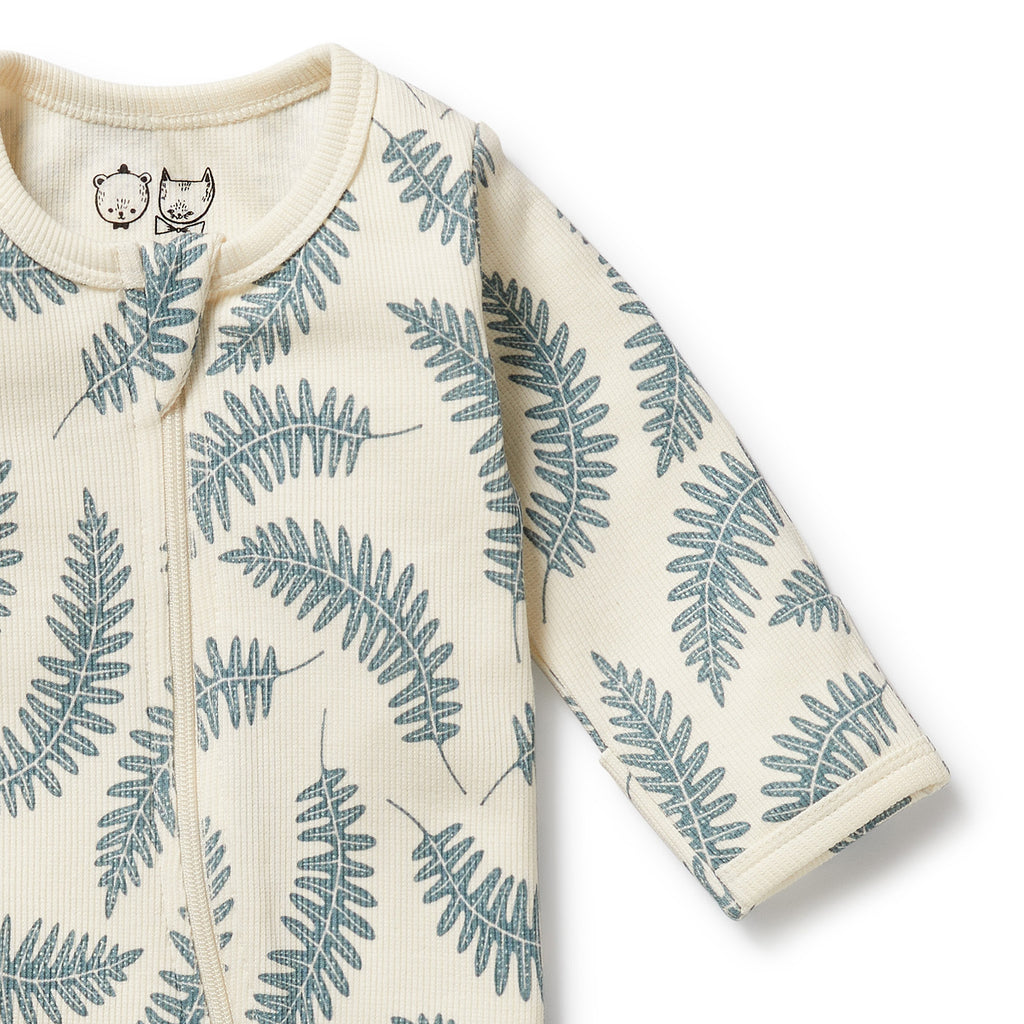 ROOM TO BLOOM Organic Zipsuit - Little Fronds detail