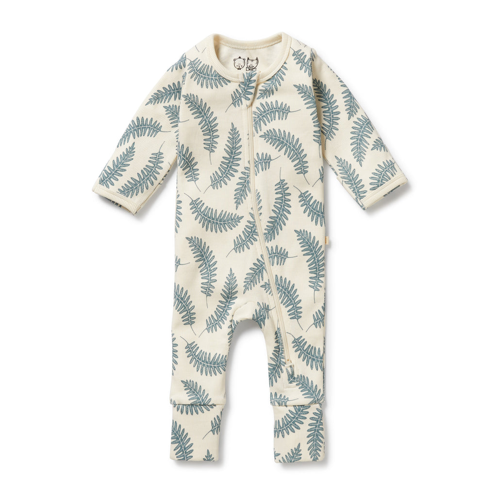 ROOM TO BLOOM Organic Zipsuit - Little Fronds front