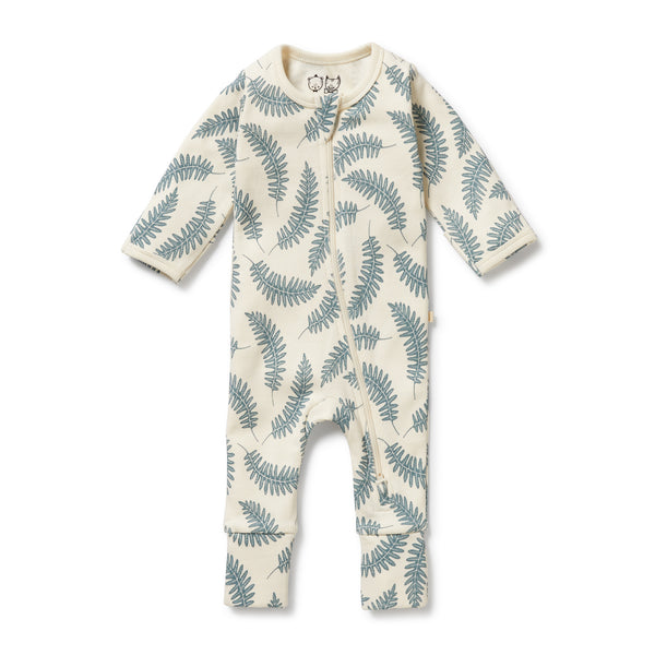 ROOM TO BLOOM Organic Zipsuit - Little Fronds front