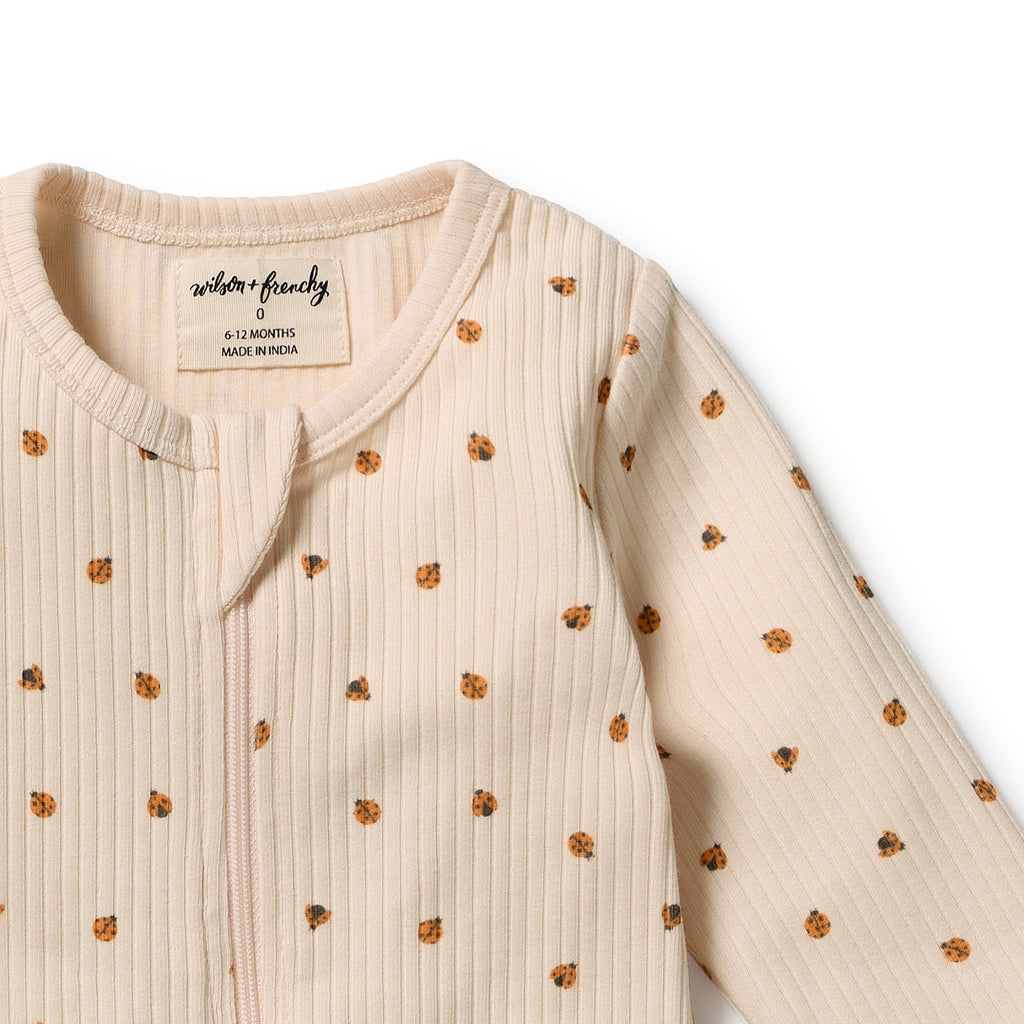 WILSON & FRENCHY Organic Zipsuit - Little Lady Bugs detail