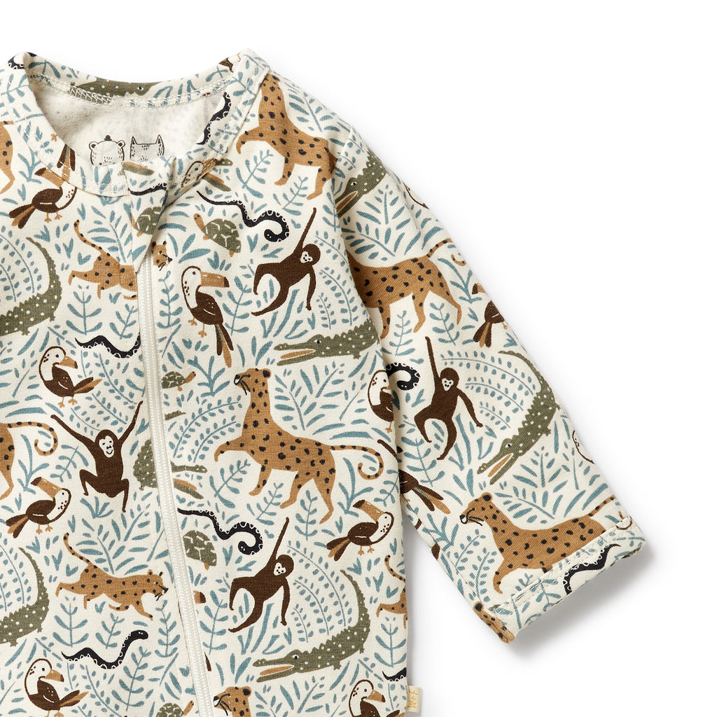 WILSON & FRENCHY Organic Zipsuit - Mini Jungle detail