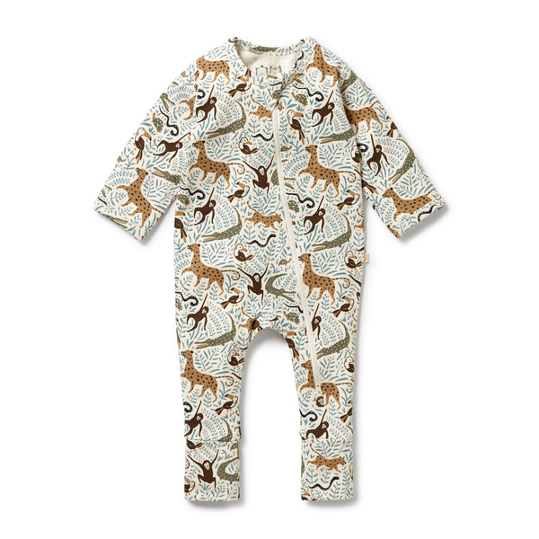WILSON & FRENCHY Organic Zipsuit - Mini Jungle front