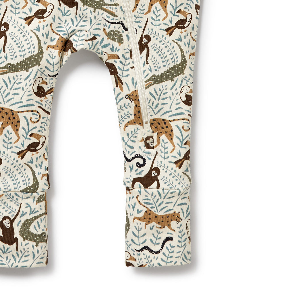 WILSON & FRENCHY Organic Zipsuit - Mini Jungle detail