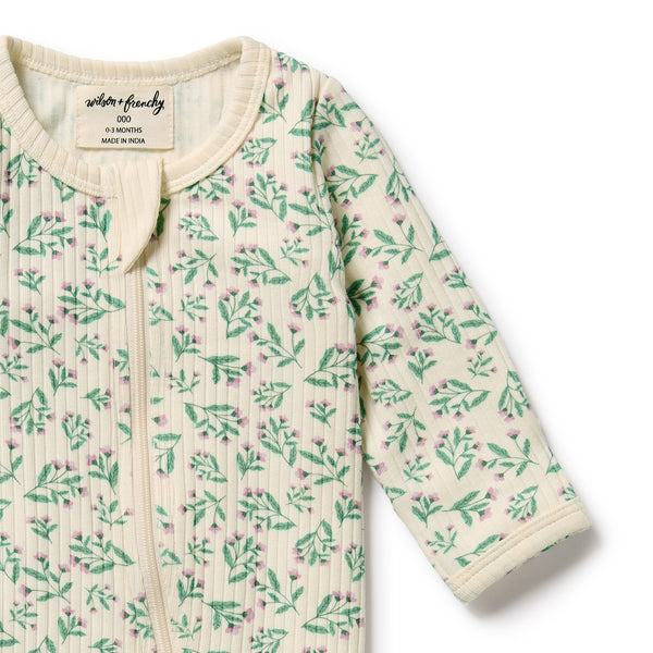 WILSON & FRENCHY Organic Zipsuit - Periwinkle detail