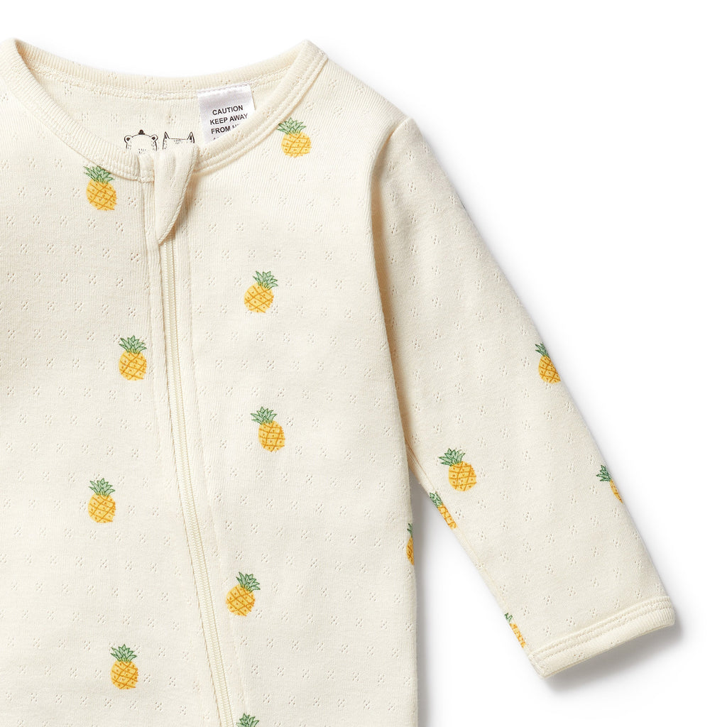 WILSON & FRENCHY Organic Zipsuit - Piney Pals front detail